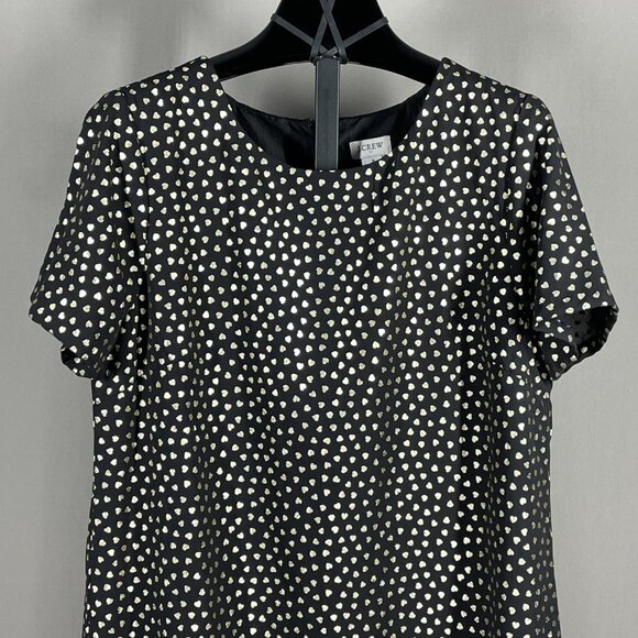 NEW J Crew Dress Womens 8 black gold heart shift preppy a line - Picture 2 of 9